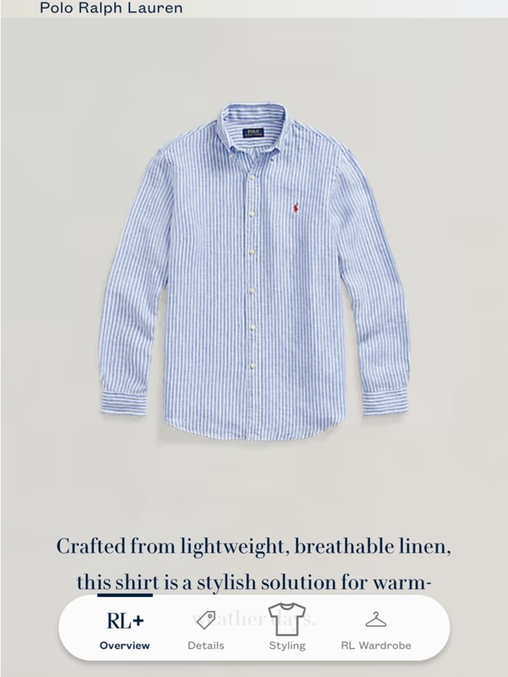 Polo by Ralph Lauren Light Blue and White Striped Linen Button-Down Shirt